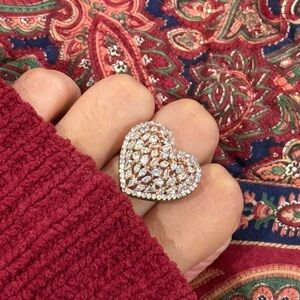 Good Condition | Pakistani AD Rose Gold Heart Adjustable Ring